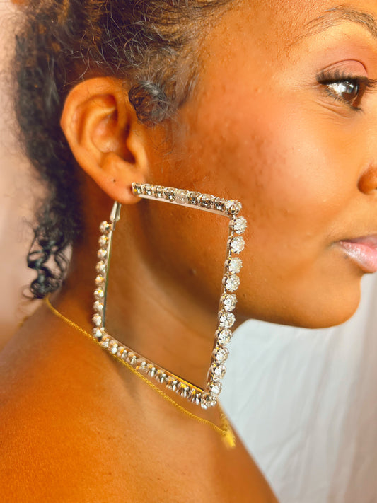 SQUARE BIZ HOOPS - SILVER